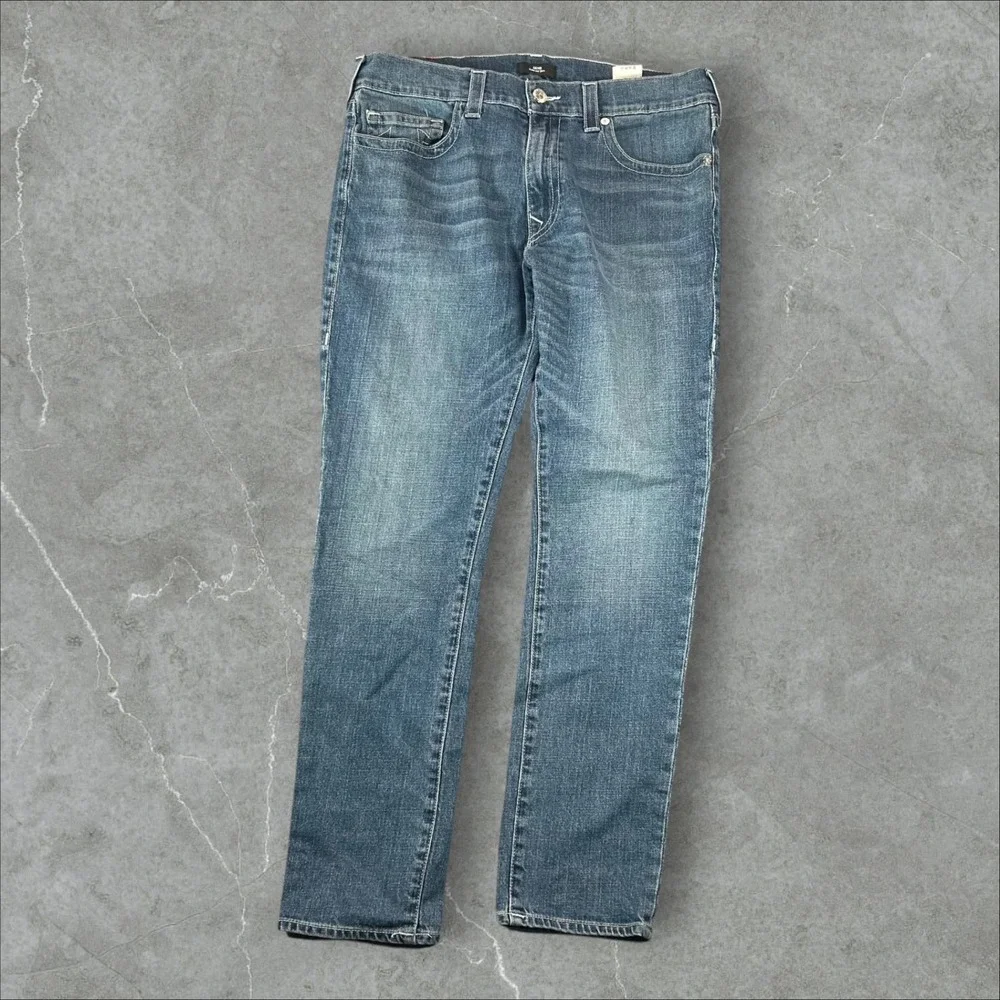 True Religion Geno Relaxed Slim Jeans Mens 36x32 Blue Medium Wash Horseshoe Y2K